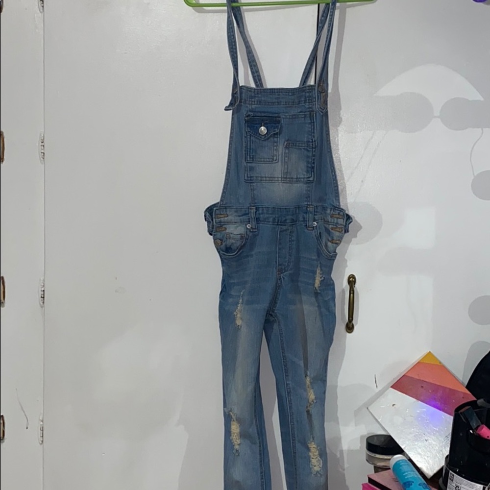 Blue jeans overalls